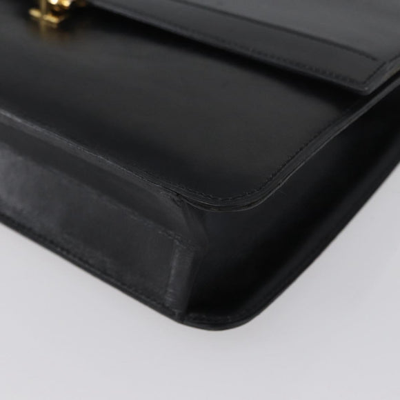 Christian Dior Shoulder Bag Leather Black Gold Auth bs33572
