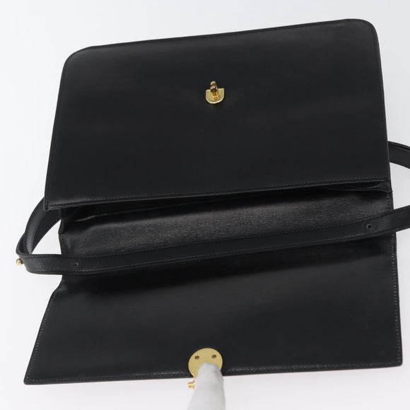 Christian Dior Shoulder Bag Leather Black Gold Auth bs33572