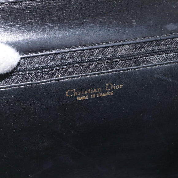 Christian Dior Shoulder Bag Leather Black Gold Auth bs33572