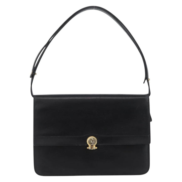 Christian Dior Shoulder Bag Leather Black Gold Auth bs33572