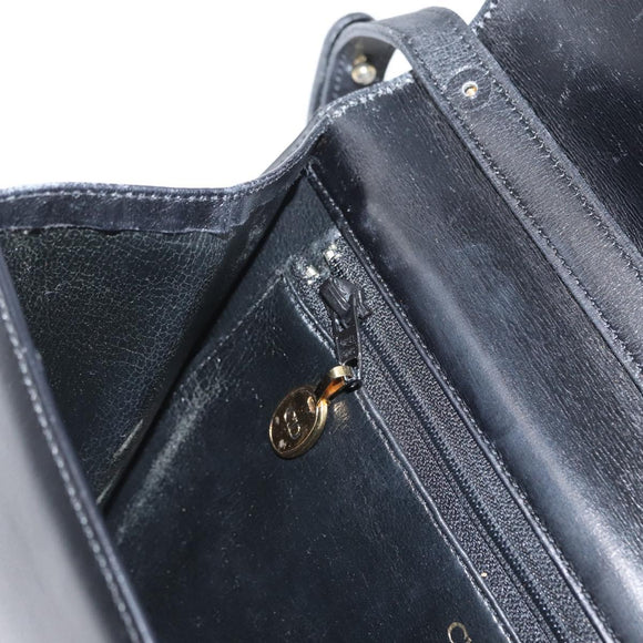 Christian Dior Shoulder Bag Leather Black Gold Auth bs33572