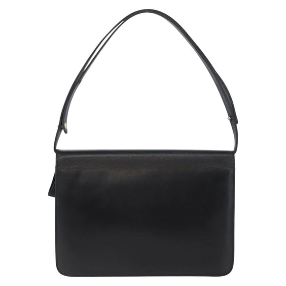 Christian Dior Shoulder Bag Leather Black Gold Auth bs33572
