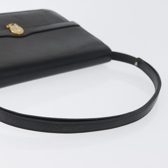 Christian Dior Shoulder Bag Leather Black Gold Auth bs33572