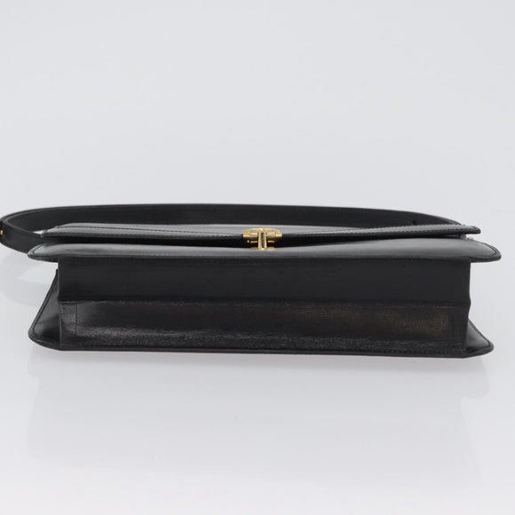 Christian Dior Shoulder Bag Leather Black Gold Auth bs33572