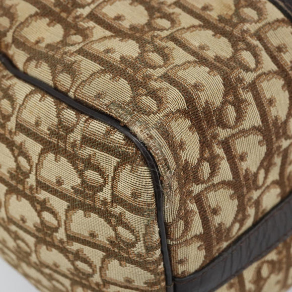Christian Dior Trotter Canvas Boston Bag Brown Gold Auth bs33577