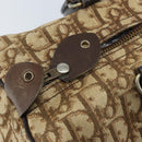 Christian Dior Trotter Canvas Boston Bag Brown Gold Auth bs33577-9