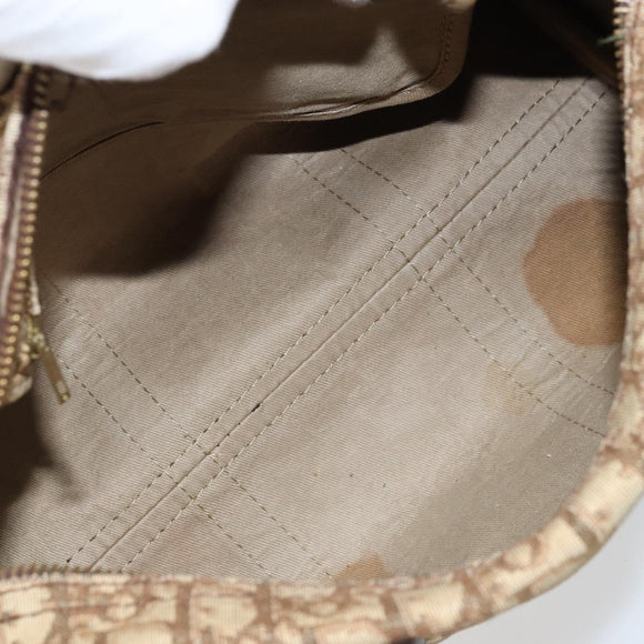 Christian Dior Trotter Canvas Boston Bag Brown Gold Auth bs33577