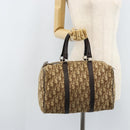 Christian Dior Trotter Canvas Boston Bag Brown Gold Auth bs33577-21