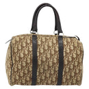 Christian Dior Trotter Canvas Boston Bag Brown Gold Auth bs33577-2