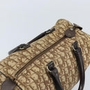 Christian Dior Trotter Canvas Boston Bag Brown Gold Auth bs33577-6