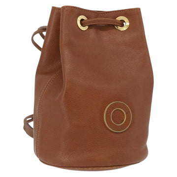 CELINE Body Bag Leather Brown Gold Auth bs33578