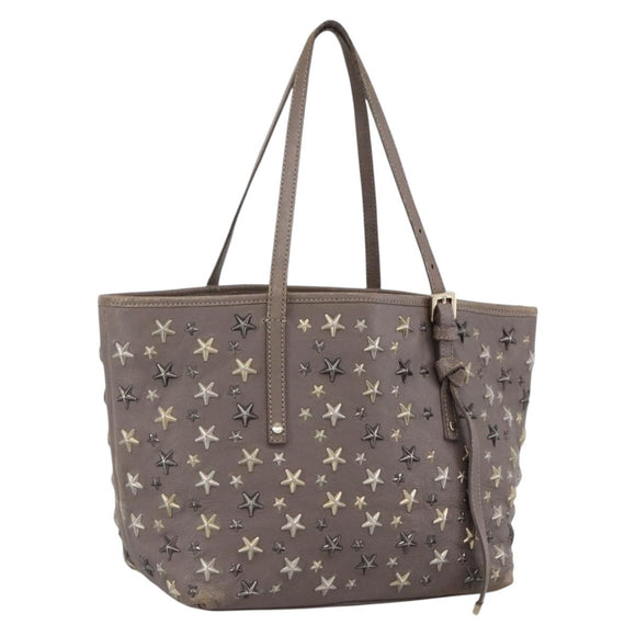 Jimmy Choo Tote Bag Leather Gray Auth bs33580
