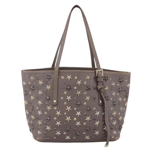 Jimmy Choo Tote Bag Leather Gray Auth bs33580