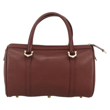CARTIER Must Line Hand Bag Leather Bordeaux Gold Auth bs33581 - 0