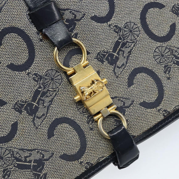 CELINE C Macadam Canvas Shoulder Bag Marine Gold Auth bs33582