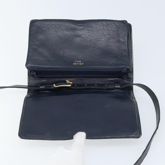 CELINE C Macadam Canvas Shoulder Bag Marine Gold Auth bs33582