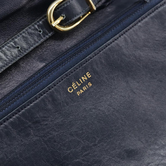 CELINE C Macadam Canvas Shoulder Bag Marine Gold Auth bs33582