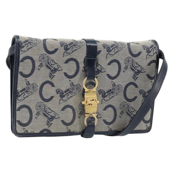 CELINE C Macadam Canvas Shoulder Bag Marine Gold Auth bs33582