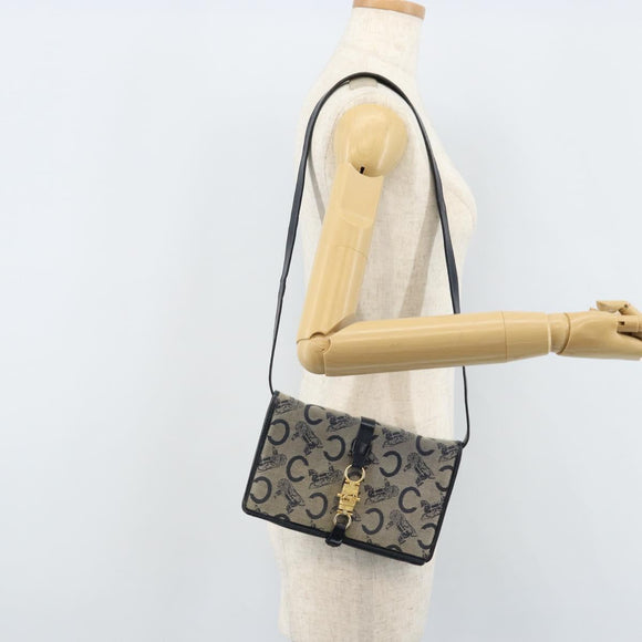 CELINE C Macadam Canvas Shoulder Bag Marine Gold Auth bs33582