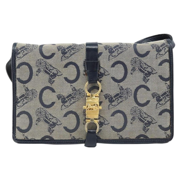 CELINE C Macadam Canvas Shoulder Bag Marine Gold Auth bs33582