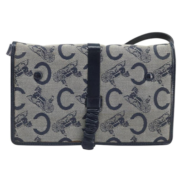 CELINE C Macadam Canvas Shoulder Bag Marine Gold Auth bs33582