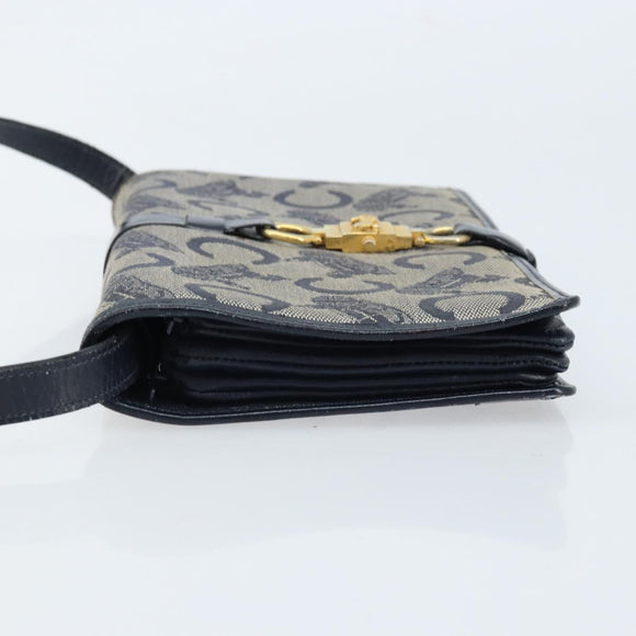 CELINE C Macadam Canvas Shoulder Bag Marine Gold Auth bs33582