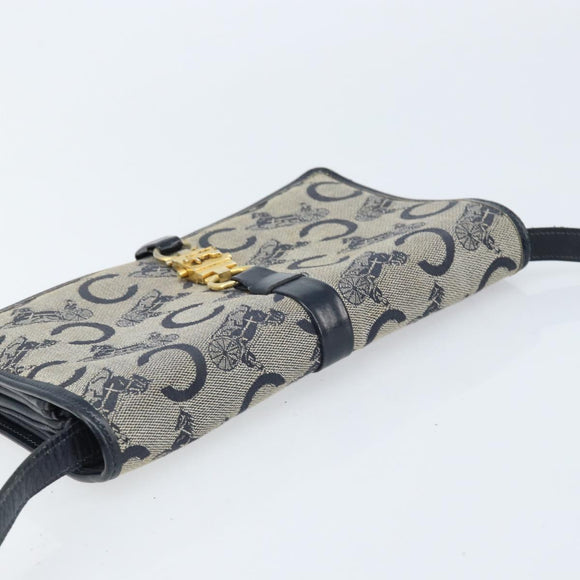 CELINE C Macadam Canvas Shoulder Bag Marine Gold Auth bs33582