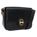 CELINE Horse Carriage Shoulder Bag Leather Black Gold Auth bs33584-1