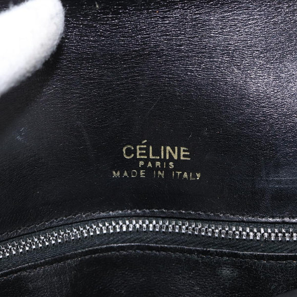 CELINE Horse Carriage Shoulder Bag Leather Black Gold Auth bs33584