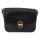 CELINE Horse Carriage Shoulder Bag Leather Black Gold Auth bs33584-2