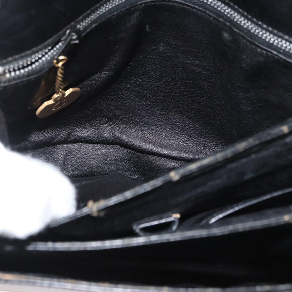 CELINE Horse Carriage Shoulder Bag Leather Black Gold Auth bs33584