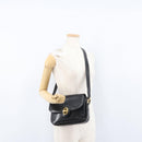 CELINE Horse Carriage Shoulder Bag Leather Black Gold Auth bs33584-26