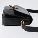 CELINE Horse Carriage Shoulder Bag Leather Black Gold Auth bs33584-4