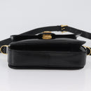 CELINE Horse Carriage Shoulder Bag Leather Black Gold Auth bs33584-9