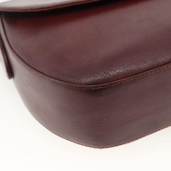 CARTIER Must Line Shoulder Bag Leather Bordeaux Gold Auth bs33585