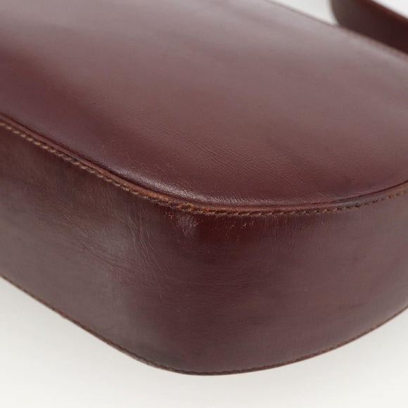 CARTIER Must Line Shoulder Bag Leather Bordeaux Gold Auth bs33585