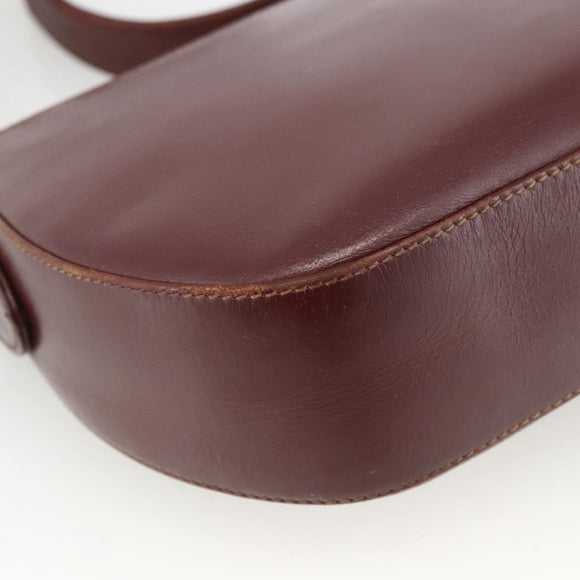 CARTIER Must Line Shoulder Bag Leather Bordeaux Gold Auth bs33585