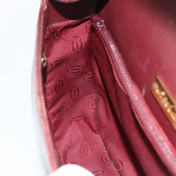 CARTIER Must Line Shoulder Bag Leather Bordeaux Gold Auth bs33585