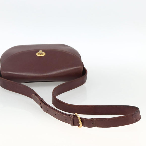 CARTIER Must Line Shoulder Bag Leather Bordeaux Gold Auth bs33585