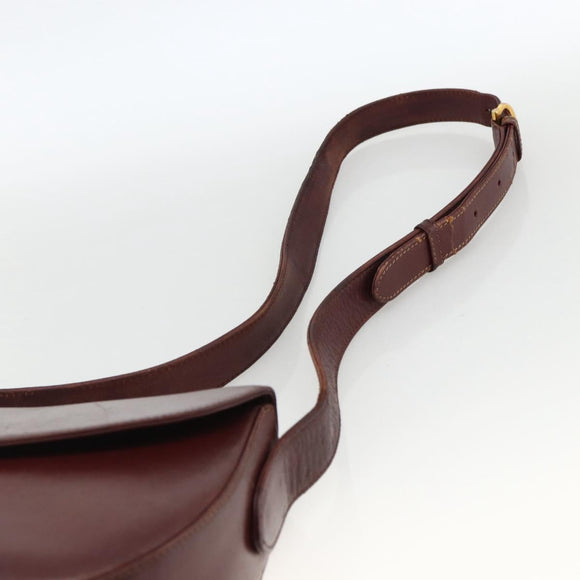 CARTIER Must Line Shoulder Bag Leather Bordeaux Gold Auth bs33585