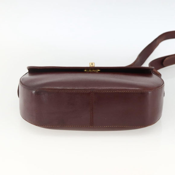 CARTIER Must Line Shoulder Bag Leather Bordeaux Gold Auth bs33585