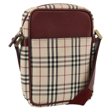 BURBERRY Nova Check Shoulder Bag Canvas Beige Gold Auth bs33586