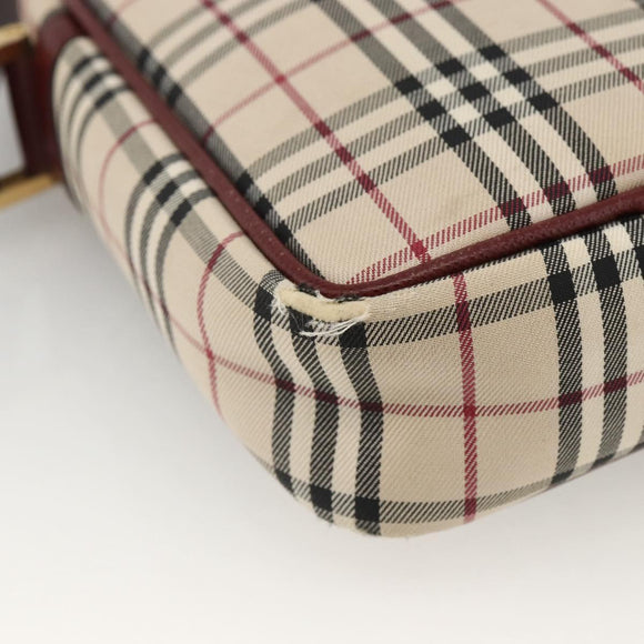 BURBERRY Nova Check Shoulder Bag Canvas Beige Gold Auth bs33586