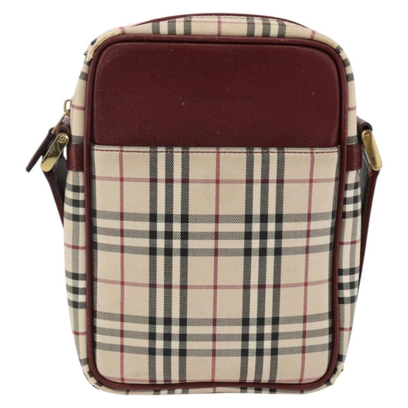 BURBERRY Nova Check Shoulder Bag Canvas Beige Gold Auth bs33586