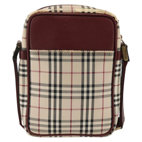 BURBERRY Nova Check Shoulder Bag Canvas Beige Gold Auth bs33586