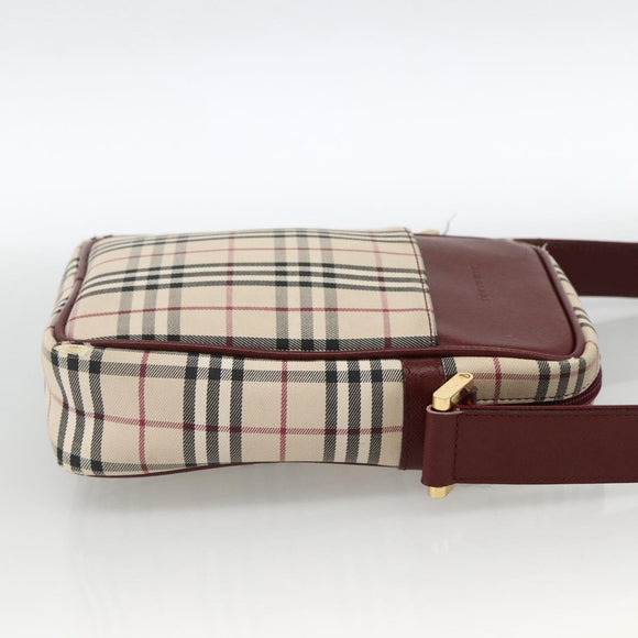 BURBERRY Nova Check Shoulder Bag Canvas Beige Gold Auth bs33586