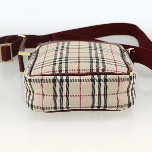 BURBERRY Nova Check Shoulder Bag Canvas Beige Gold Auth bs33586