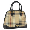 Burberrys Nova Check Hand Bag PVC Beige Gold Auth bs33587-1