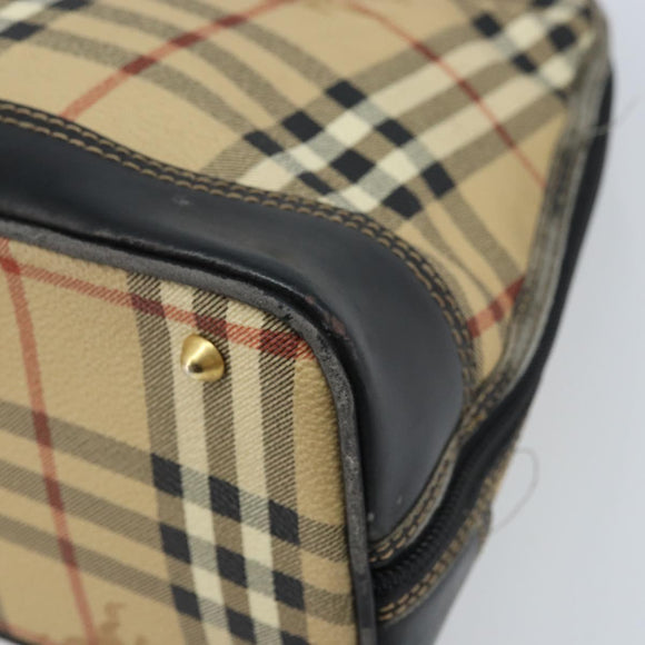 Burberrys Nova Check Hand Bag PVC Beige Gold Auth bs33587