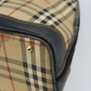 Burberrys Nova Check Hand Bag PVC Beige Gold Auth bs33587-16